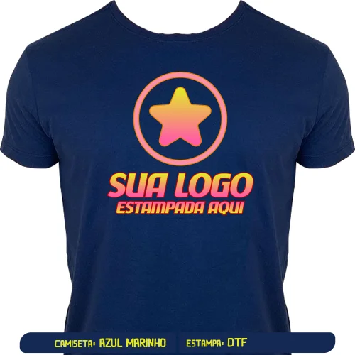 Camiseta Azul Marinho Personalizada para Empresas e Eventos - DTF Frente