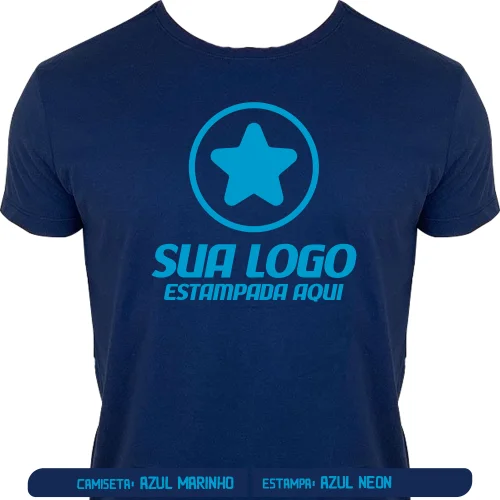 Camiseta Azul Marinho Personalizada para Empresas, Festas e Eventos - Frente