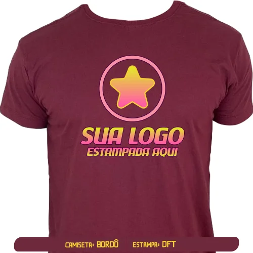 Camiseta Bordô Personalizada para Empresas e Eventos - DTF Frente