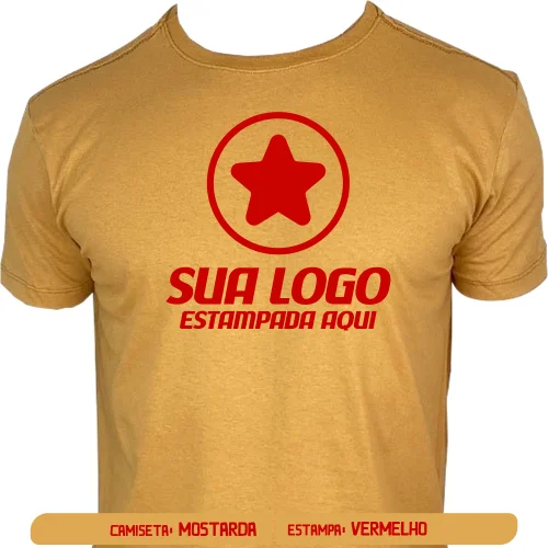 Camiseta Mostarda Personalizada para Empresas, Festas e Eventos - Frente