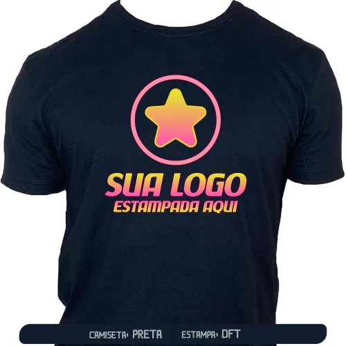 Camiseta Preta Personalizada para Empresas e Eventos - DTF Frente