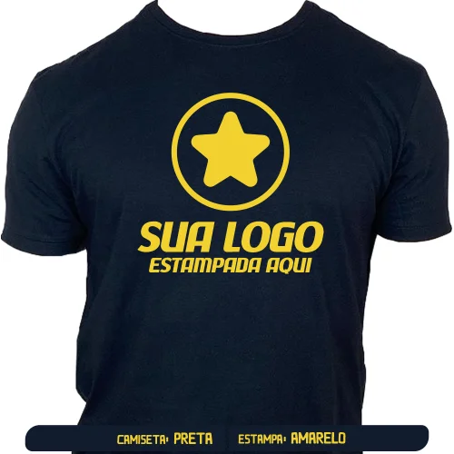 Camiseta Preta Personalizada para Empresas, Festas e Eventos - Frente