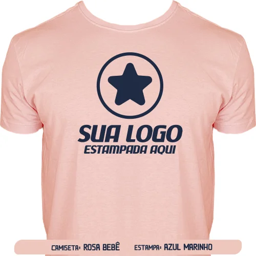 Camiseta Rosa Bebê Personalizada para Empresas, Festas e Eventos - Frente