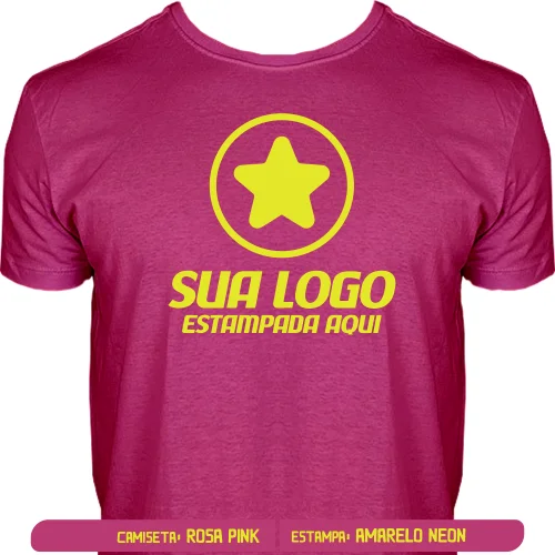 Camiseta Rosa Pink Personalizada para Empresas, Festas e Eventos - Frente