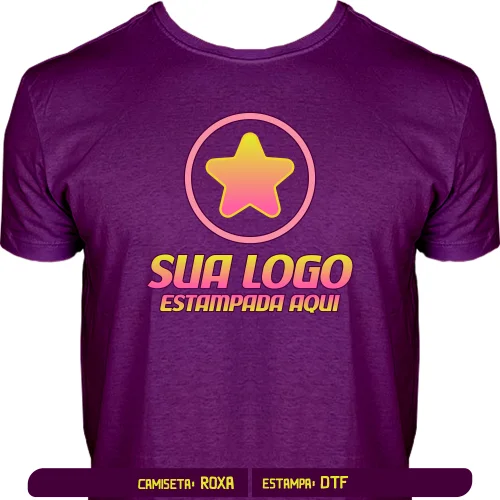 Camiseta Roxa Personalizada para Empresas e Eventos - DTF Frente