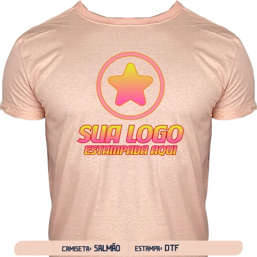 Camiseta Salmão Personalizada para Empresas e Eventos - DTF Frente