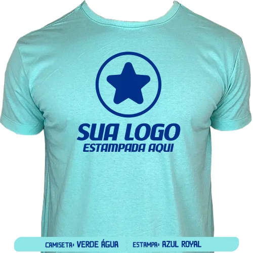 Camiseta Verde Água Personalizada para Empresas, Festas e Eventos - Frente