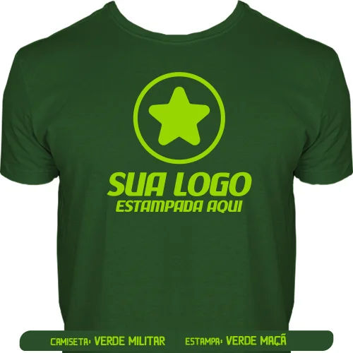 Camiseta Verde Militar Personalizada para Empresas, Festas e Eventos - Frente