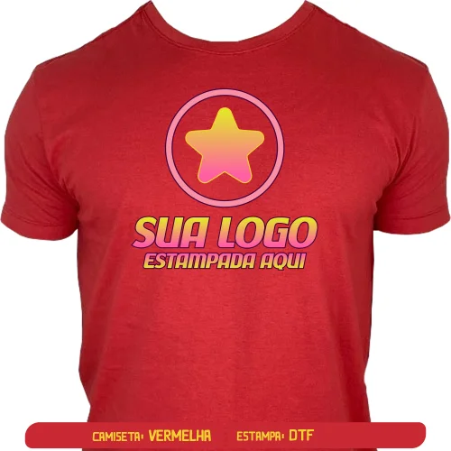 Camiseta Vermelha Personalizada para Empresas e Eventos - DTF Frente