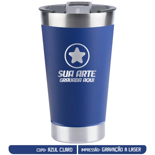 Copo Térmico de Cerveja Personalizado - Azul Claro