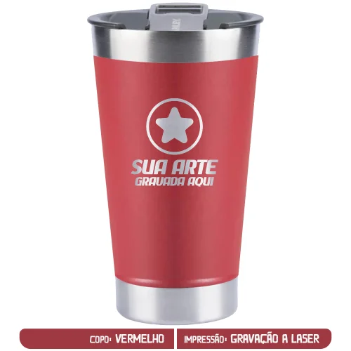 Copo Térmico de Cerveja Personalizado - Vermelho